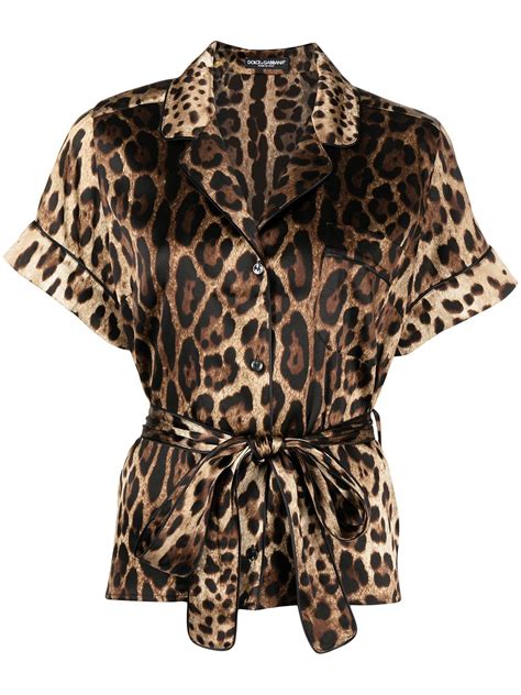 Dolce Gabbana Leopard Print Belted Silk Shirt Farfetch