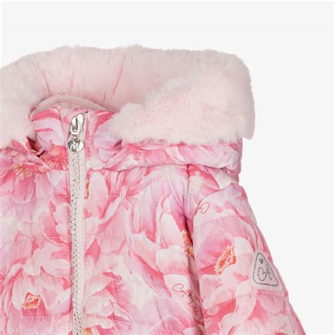 A Dee - Girls Pink Floral Puffer Coat | Childrensalon Outlet