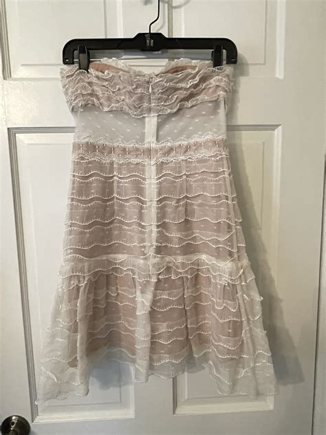 Alexis Nude White Strapless Lingerie Silk Lace Ruff Gem