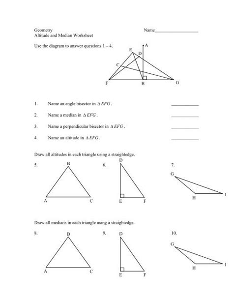 Geometry Name Altitude And Median Worksheets