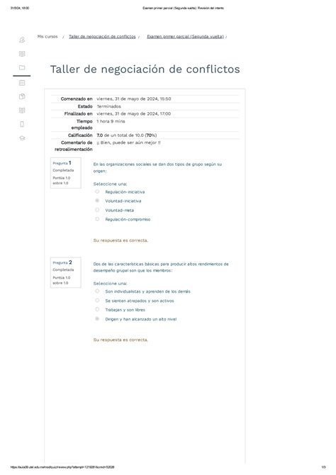 Examen Primer Parcial Segunda Vuelta Revisi N Del Intento Studocu