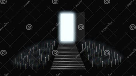 Door Opens To Heaven Bright Light 3d Render Stock Illustration