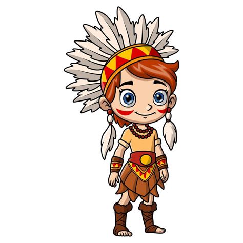 Cute native american indian girl cartoon on white background 39629641 ...