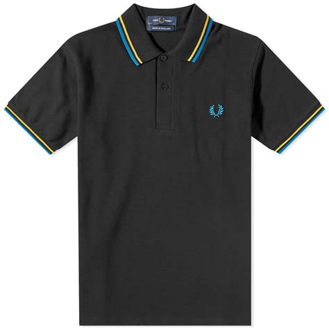 Fred Perry Authentic Mens Twin Tipped Polo Shirt Made In England In Blackroyal Blue