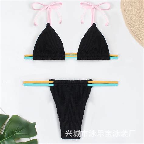 Generic New Bikini Solid Swimsuit Swimming Suit Women Triangle Bag Swimsuit Strap Bikini