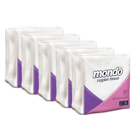 Buy Mondo Napkin Tissue Paper Size 40x40 Centimetres 2 Ply 50 Pulls