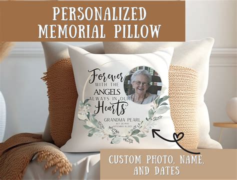 Personalized Photo Memorial Pillow, Bereavement Gift, in Loving Memory
