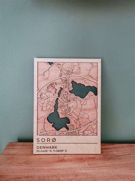 Sorø Map Denmark Map Wooden Map Wood Citymap Street Map Etsy Ireland