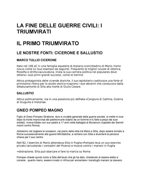 La Fine Delle Guerre Civili I Triumvirati LA FINE DELLE GUERRE