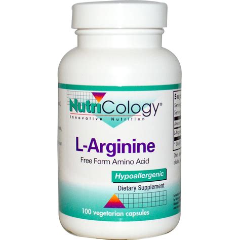 L Arginine 100 Veggie Capsules Nutricology Online Supplement Store