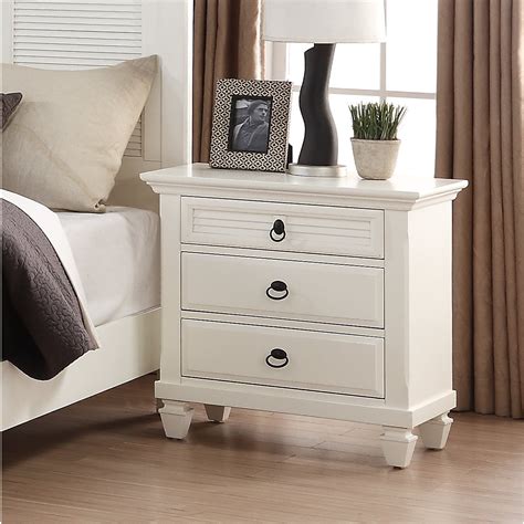 Regitina 016 White Wood Bedroom Nightstand White 3-drawer | eBay