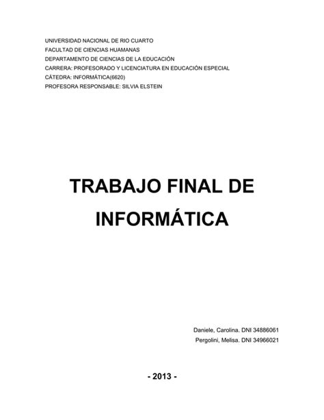 Informe Final Informatica Caro Y Me Pdf