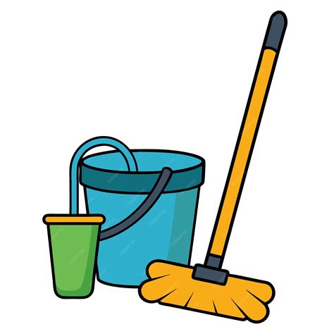 Mop And Bucket Clip Art And Vector Design With A White Background