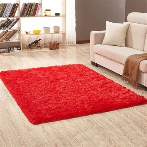 Living Room Red Carpet European Fluffy Mat Kids Room Rug Bedroom Mat ...