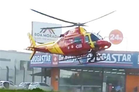 Idoso é resgatado por helicóptero após cair de altura no Garavelo B em