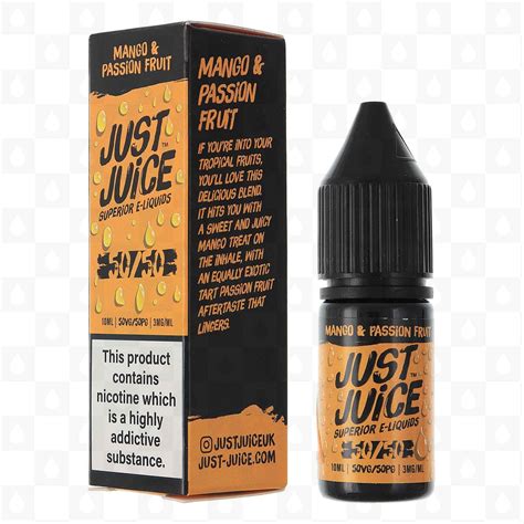 Mango And Passion Fruit By 5050 Just Juice E Liquid 10ml Bottles