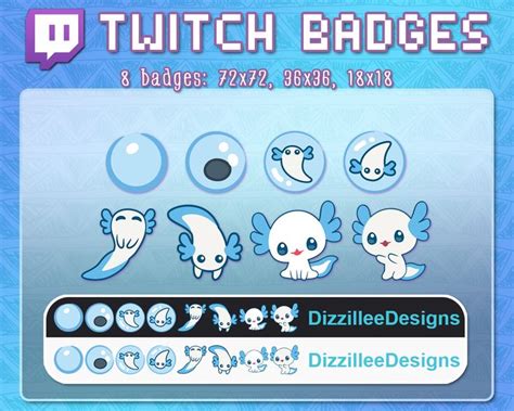 Axolotl Twitch Badges Twitch Sub Badges Twitch Subscriber Badges Twitch