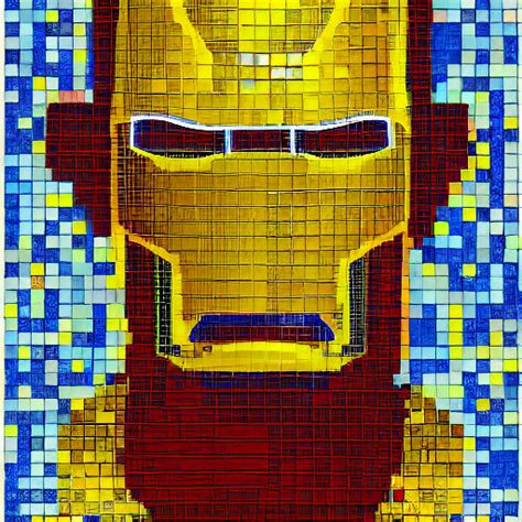 Krea Ai Mosaic Portrait Of Iron Man With Robot Ears By Sai