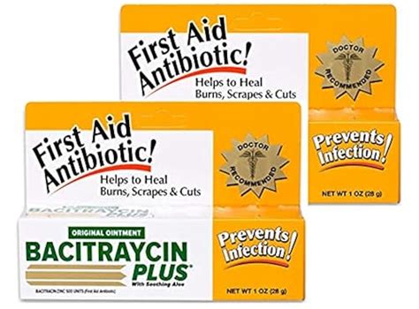 Bacitraycin Plus First Aid Antibiotic Wound Healing Ointment For Minor