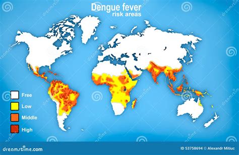 Map Of Dengue Fever Spread Stock Illustration - Image: 53758694