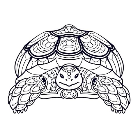 Hermosa Tortuga Mandala Artes Aislado Sobre Fondo Blanco Vector Premium