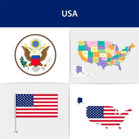 Premium Vector | Usa flag map and coat of arms