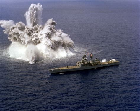 USS Arkansas CGN 41, shock trials prior to commissioning. (Virginia-class cruiser) | Us navy ...