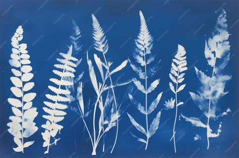 Authentic Botanical Cyanotype Print Texture for Artistic Backgrounds ...
