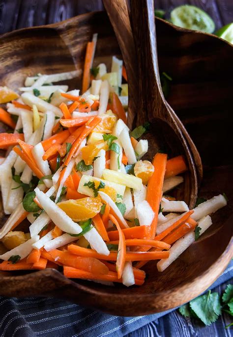 Jicama Pineapple Slaw With Honey Lime Vinaigrette Foraged Dish