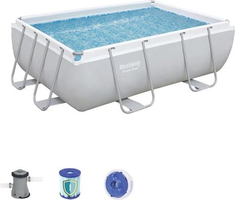 Bestway Power Steel Frame Pool Zwembad Rechthoek 282 X 196 X 84 Cm