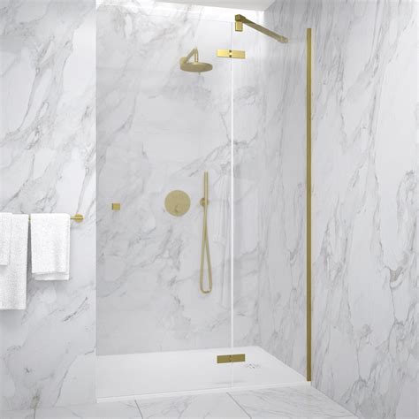 Hinged Shower Door Brushed Brass 1200mm 34 St John 34 St John Ltd