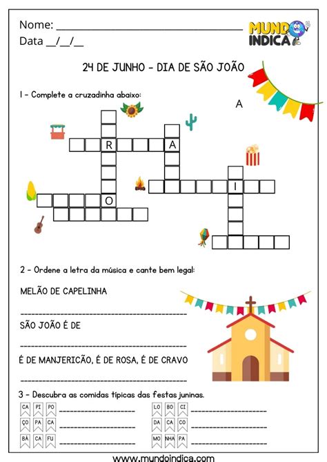 Atividade Sao Joao - 5 Atividades do Dia de São João para Imprimir