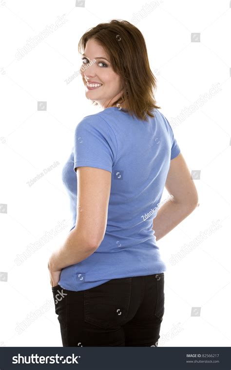 Pretty Casual Brunette Wearing Blue Top Stock Photo 82566217 Shutterstock