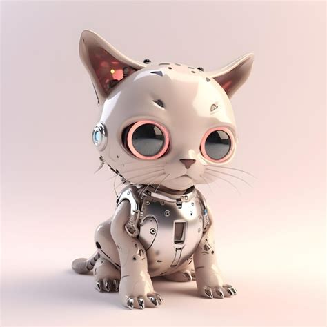 Premium Photo Cute Robot Kitten Machine Character Electronic