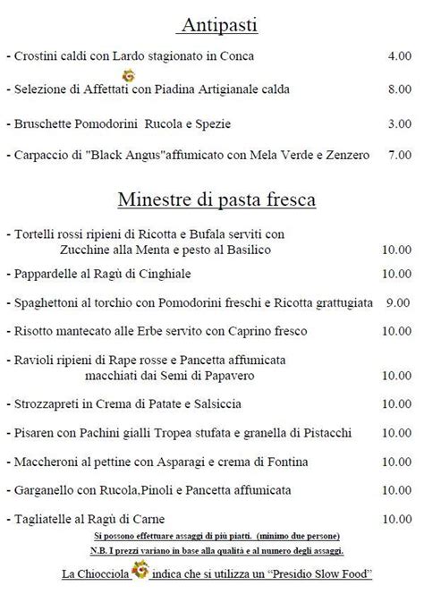 Menu Da Antica Osteria Da Cencio Ristorante Cento