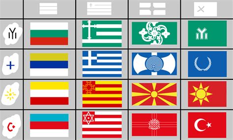 Flags of south-eastern Balkan countries in the style of each other. [As ...