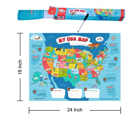 USA map poster for kids - The USA map that brings geography alive ...