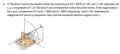 I The Force F Acts On The Bracket Within The Octant Shown If F 400