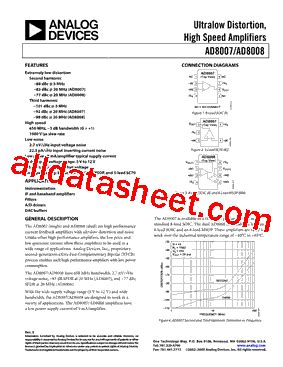 AD8007AR REEL Datasheet PDF Analog Devices