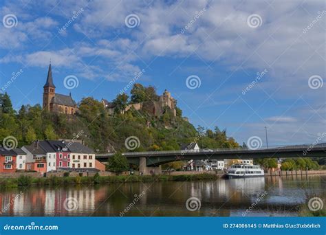 City View Of The German City Saarburg With River Called Saar And Old