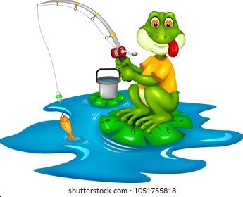 Funny Frog Cartoon Fishing Smile Stock Vector (Royalty Free) 1051755818 ...