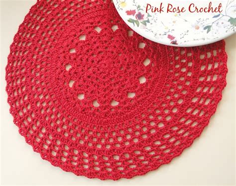 Pink Rose Crochet Sousplat Centrinho Perfecto Place Mat Doily