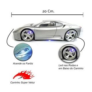 Carrinho Controle Remoto Ferrari Rebaixado Fun Es Carro Rc Acende