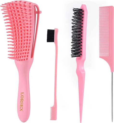 Lorsex Hair Brush Detangling Brush For Black Natural Hair Afro American Type 3a 4c 3 Pcs