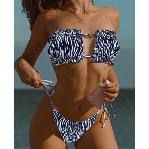 Sexy Solid Bikini 2022 Women Pleated Bandeau Swimsuit Female Low Waist