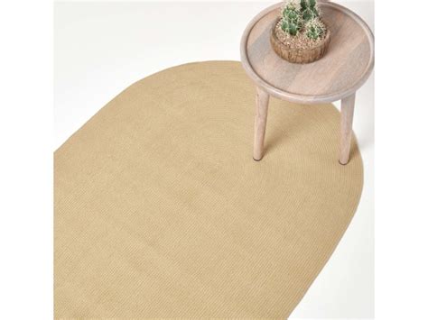 Homescapes tapis ovale tissé à plat en coton beige 110 x 170 cm