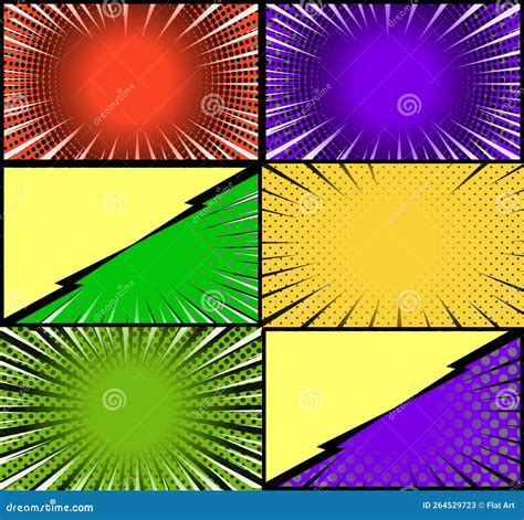 Quadro Colorido De Quadrinhos Com Fundo Com Raios Radiais E Efeitos