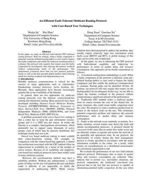 PDF An Efficient Fault Tolerant Multicast Routing Protocol With Core