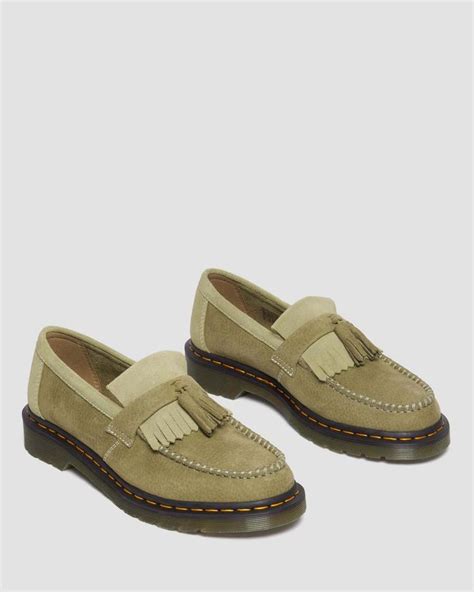 Adrian Tumbled Nubuck Leather Tassel Loafers In Muted Olive Dr