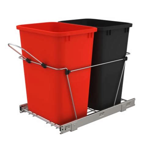 Rev A Shelf Double Pull Out Trash Can 35 Qt For Kitchen Redblk Rv